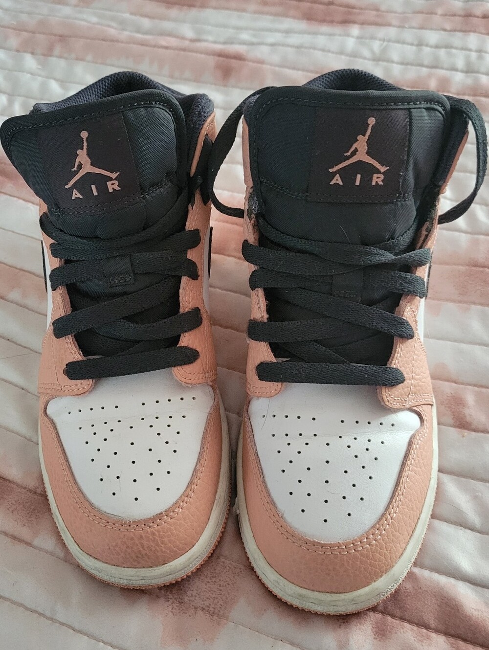 Jordan Kids High-Top Sneakers in Pink, Black & White